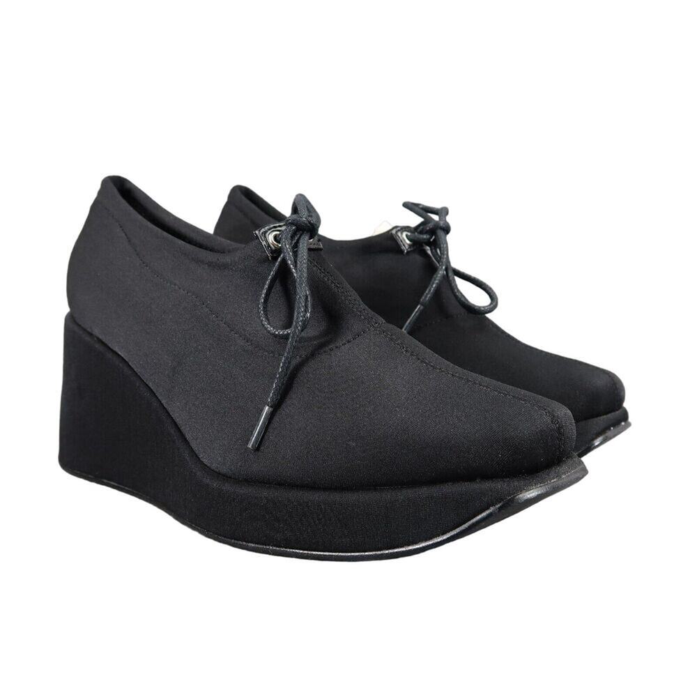 Edward Paul Shoes Women 8.5 Wedge Oxford Fashion Platform Lace Up Academia Black